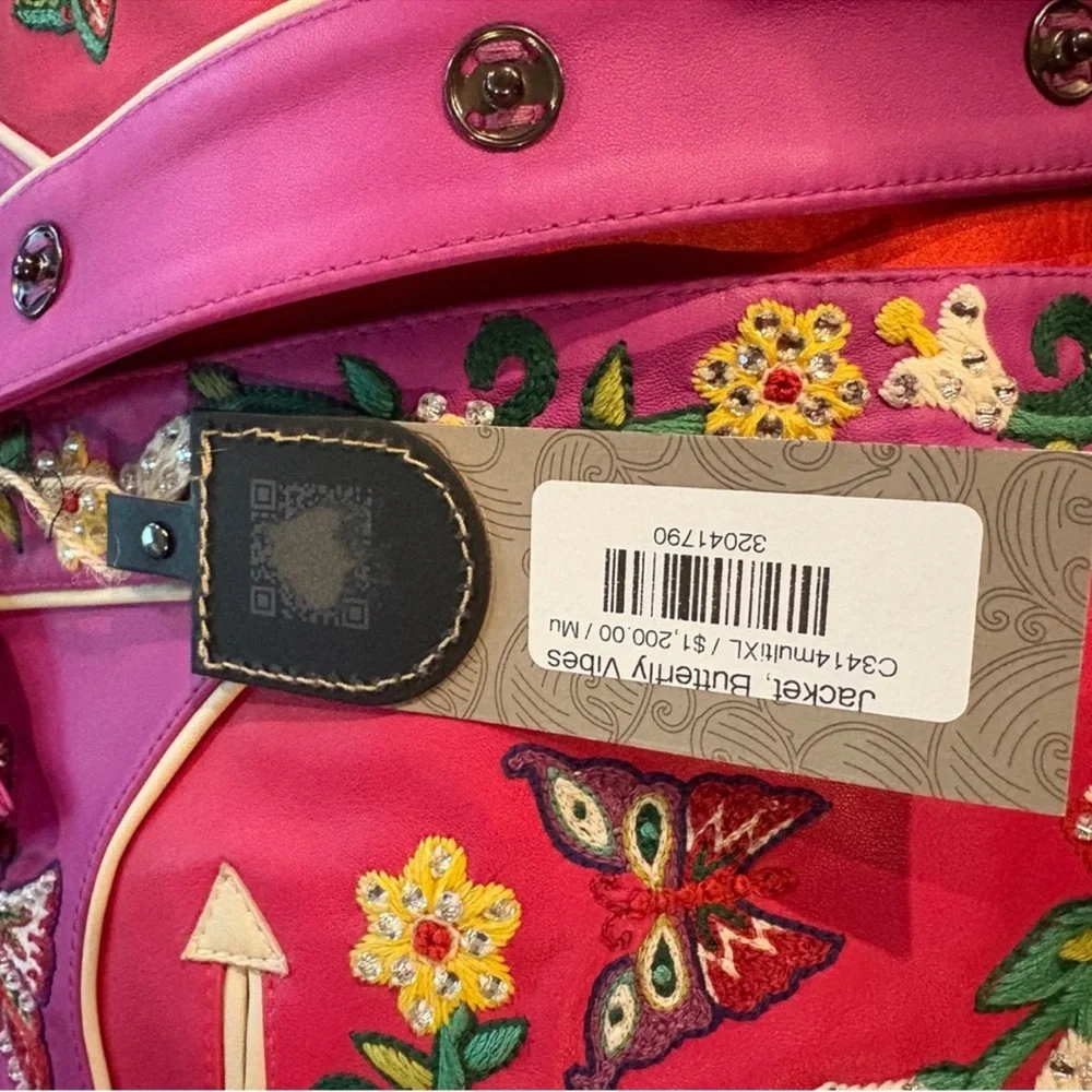 Double D. Ranch leather butterfly jacket Fringe Embroidery rhinestones RTL $1295 - Picture 6 of 12